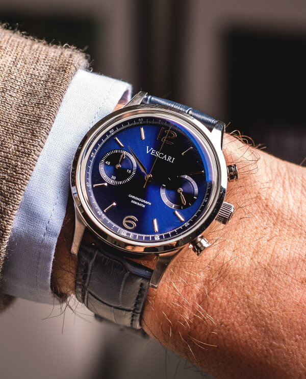 Vescari Chestor Steel Blue - Blue Croco Horlogewatch.nl