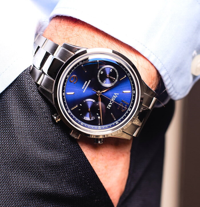 Vescari Chestor Steel Blue - Steel Bracelet Horlogewatch.nl