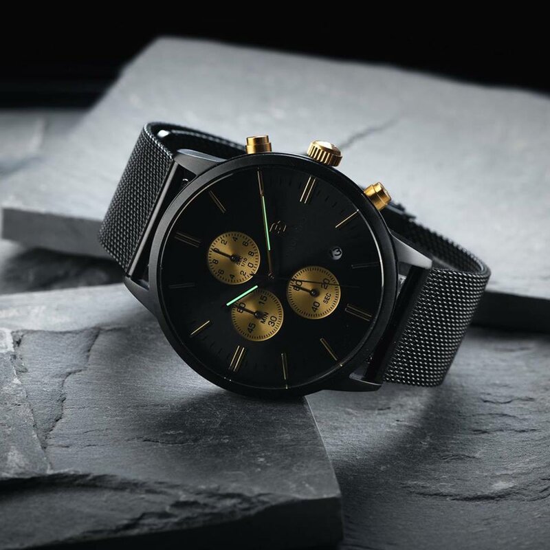 Paul Rich Mesh Chrono Black Gold Horlogewatch.nl