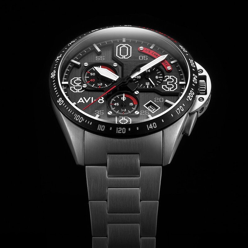 AVI-8 P-51 Mustang Blakeslee AV-4077-11 Chronograph Legion Horlogewatch.nl