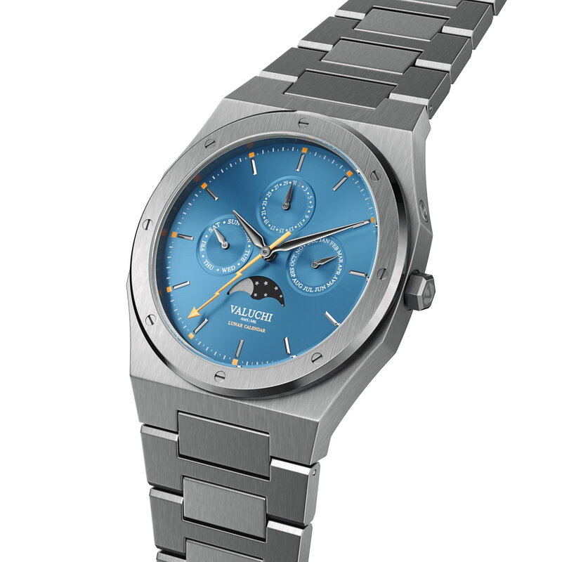 Valuchi Lunar Calendar Metal Silver Moonphase Horlogewatch.nl