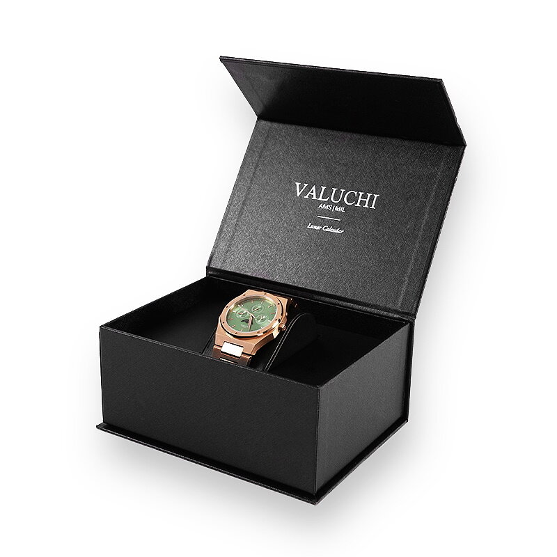 Valuchi Lunar Calendar Rose Gold Green Horlogewatch.nl