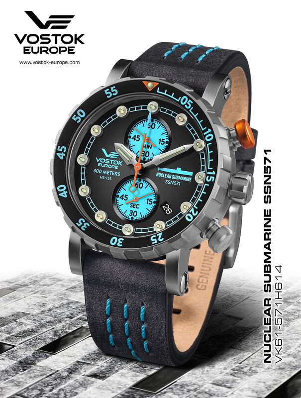 Vostok Europe SSN-571 Nuclear Submarine Chrono Titanium VK61-571H614 Horlogewatch.nl