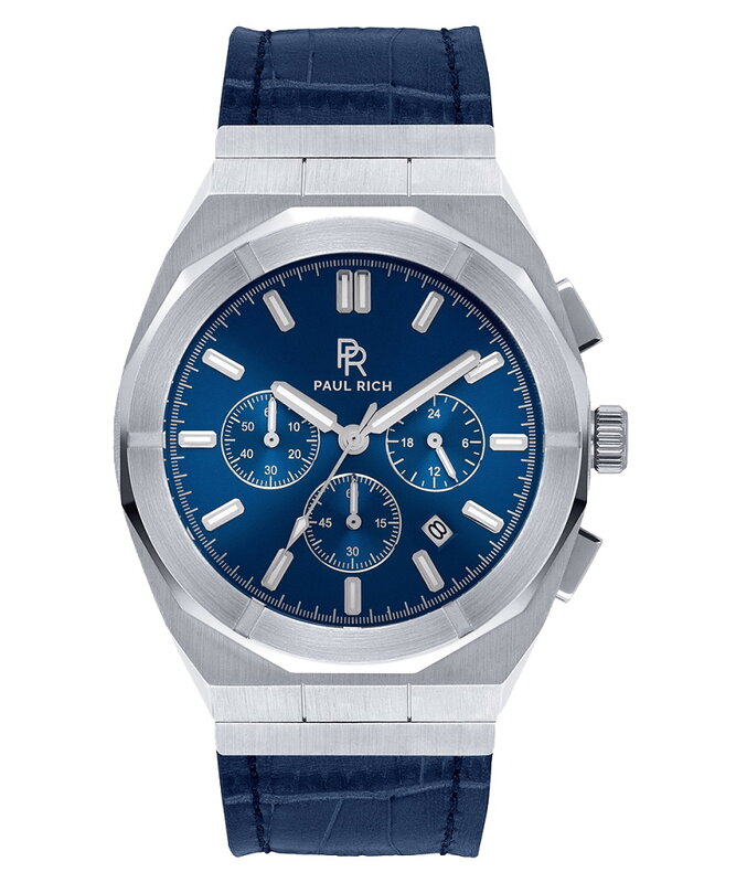 Paul Rich Motorsport Silver Blue Leather Horlogewatch.nl