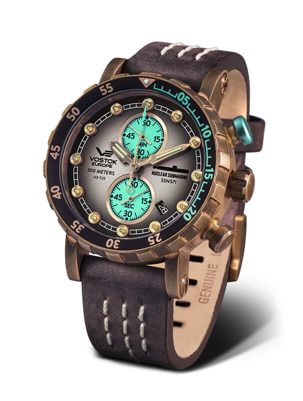 Vostok Europe SSN-571 Nuclear Submarine Chrono Bronze VK61-571O613 Horlogewatch.nl