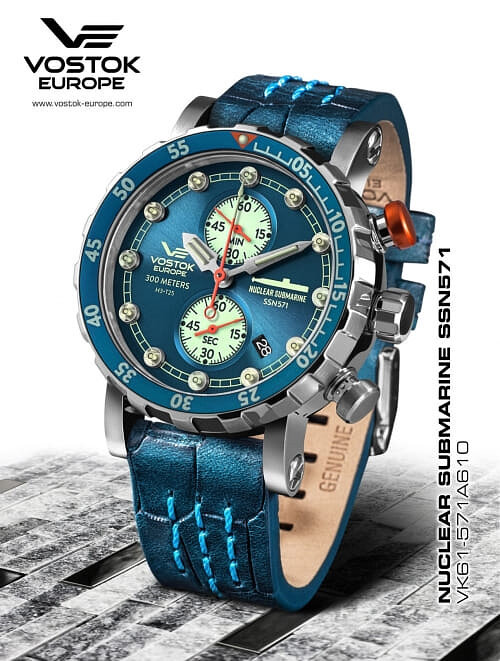 Vostok Europe SSN-571 Nuclear Submarine Chrono VK61-571A610 Horlogewatch.nl