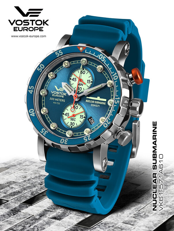 Vostok Europe SSN-571 Nuclear Submarine Chrono VK61-571A610 Horlogewatch.nl