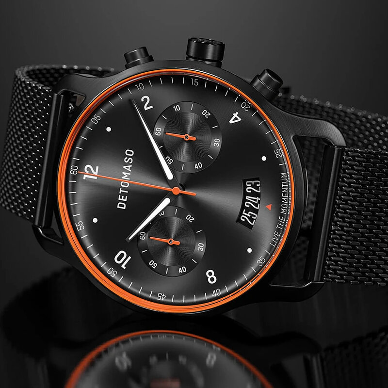 Detomaso Sorpasso Chronograph Limited Edition Velocit&agrave; Black Orange D02-23-24 Horlogewatch.nl