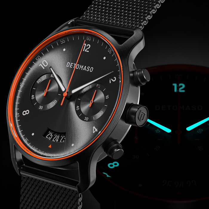 Detomaso Sorpasso Chronograph Limited Edition Velocit&agrave; Black Orange D02-23-24 Horlogewatch.nl