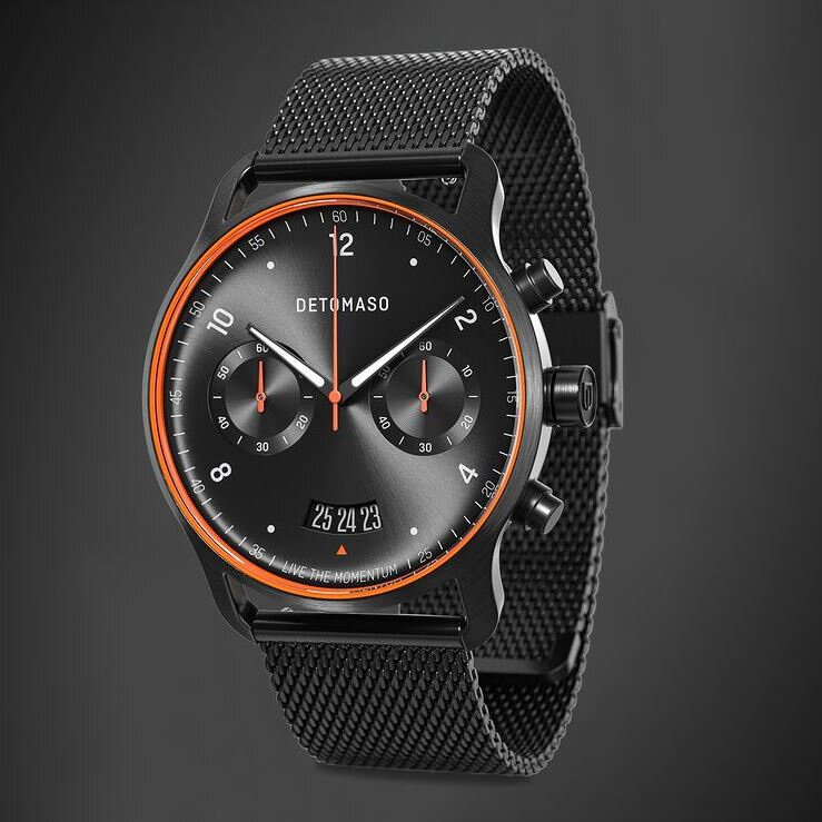 Detomaso Sorpasso Chronograph Limited Edition Velocit&agrave; Black Orange D02-23-24 Horlogewatch.nl