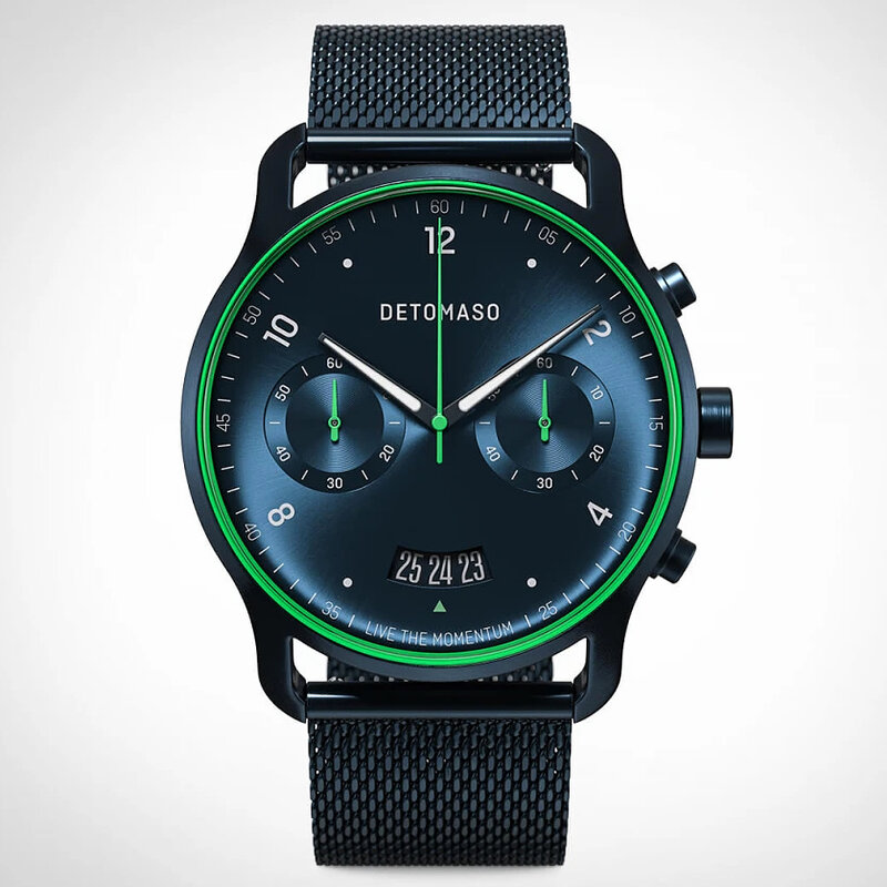 Detomaso Sorpasso Chronograph Limited Edition Velocit&agrave; Blue Green D02-39-09 Horlogewatch