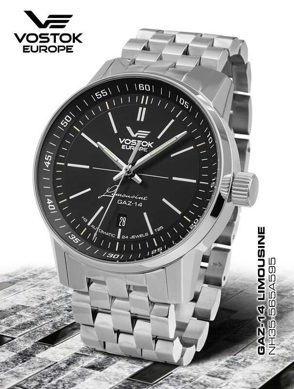 Vostok Europe GAZ 14 Limousine Automatic Trigalight NH35A 565A595B Horlogewatch Official dealer