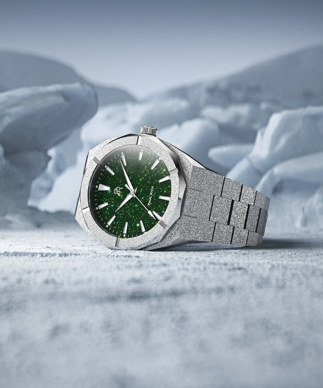 Paul Rich Frosted Star Dust Green Silver 45 mm Horlogewatch