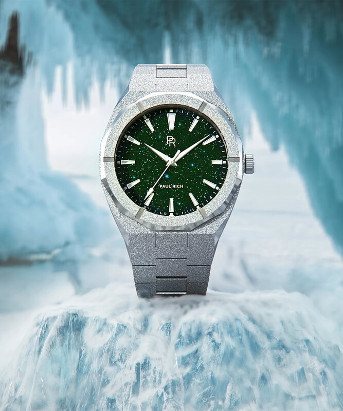 Paul Rich Frosted Star Dust Green Silver 45 mm Horlogewatch