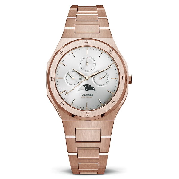 Valuchi Lunar Calendar Rose Gold White Horlogewatch