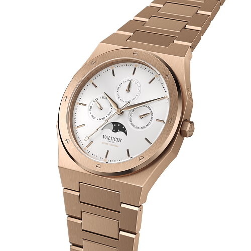 Valuchi Lunar Calendar Rose Gold White Horlogewatch