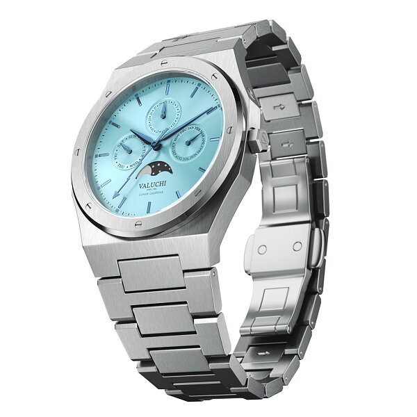 Valuchi Lunar Calendar Silver Ice Blue Horlogewatch