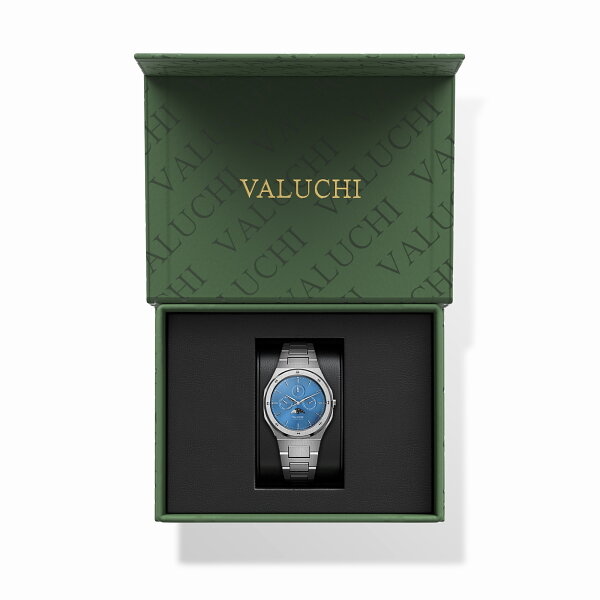 Valuchi Lunar Calendar Silver Blue Automatic Horlogewatch