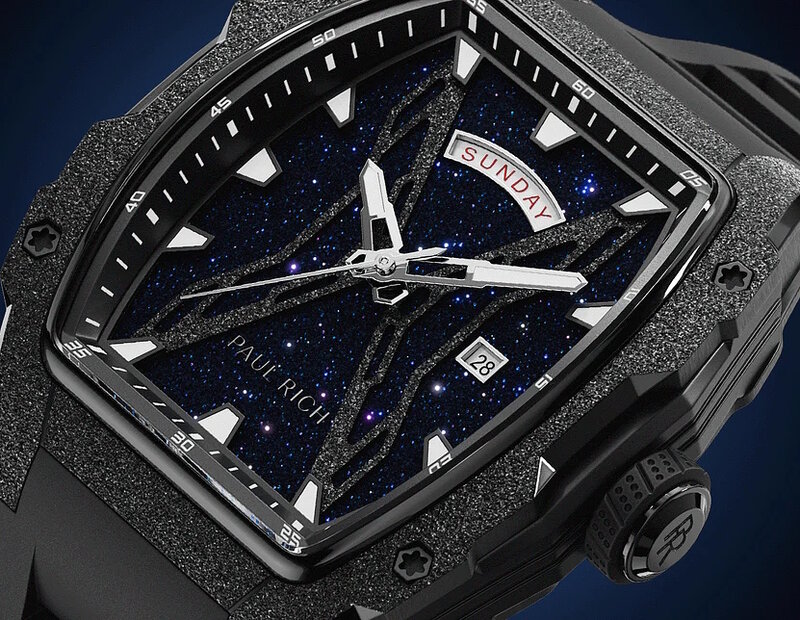 Paul Rich Astro Day &amp; Date Galaxy Black Horlogewatch