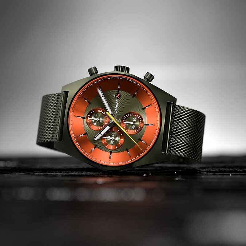 Detomaso D10 Chronograph Olive Orange Mesh D10-19-25 Horlogewatch