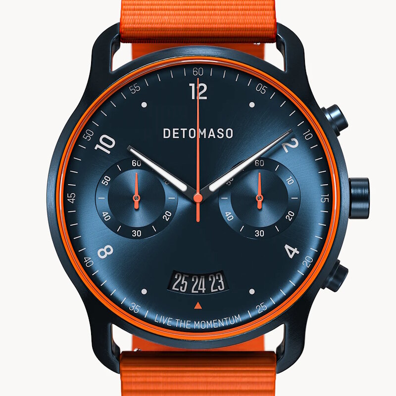 Detomaso Sorpasso Chronograph Velocit&agrave; Blue Orange D02-35-71 Horlogewatch