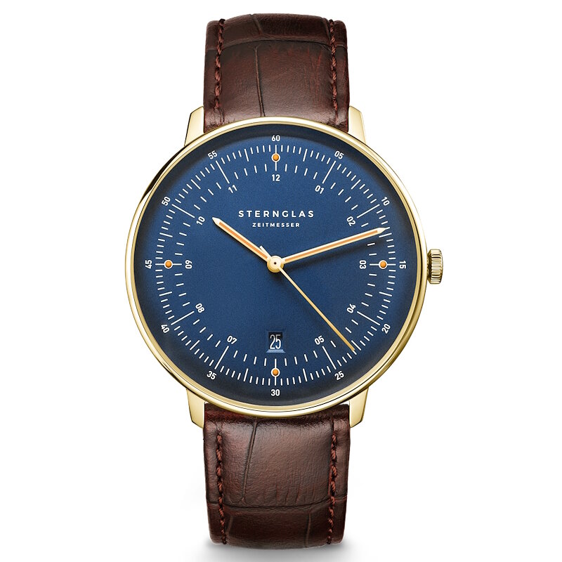 Sternglas Hamburg Marine Dark Blue Gold Leather Limited Edition S01-HHM07-HE01 Horlogewatch