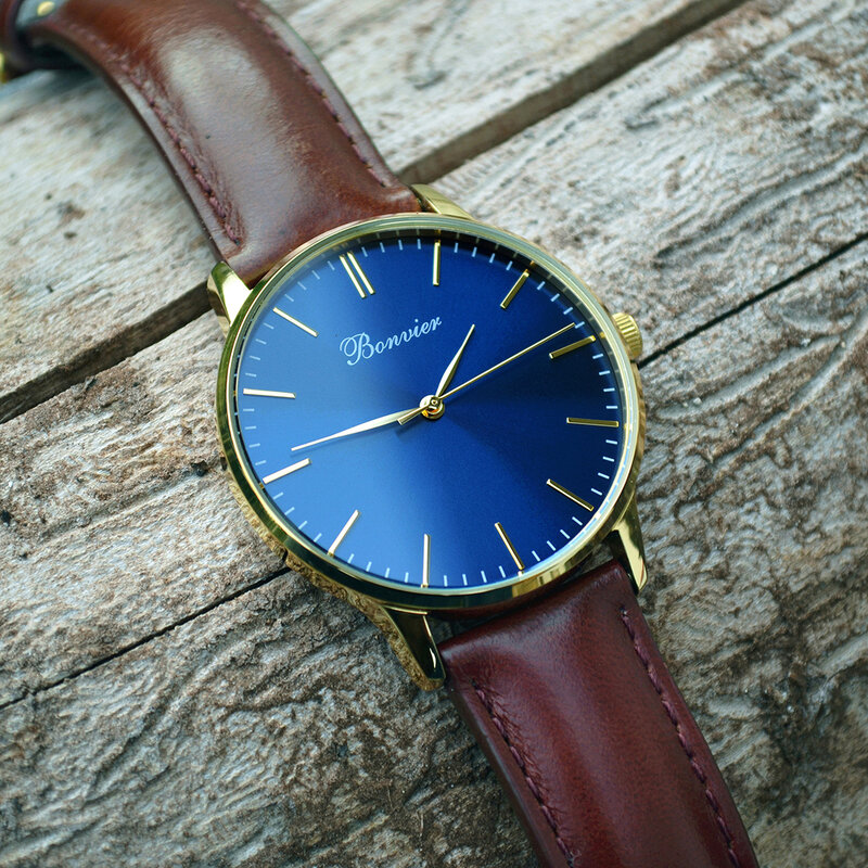 Bonvier Classic Blue Gold BW013 horloge Horlogewatch.nl