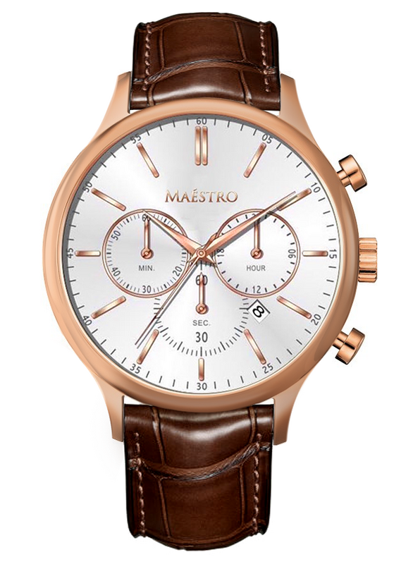 Maestro Watch Brown &amp; Rose Gold The Executive Chrono EXC-RG-SIF Holrogewatch.nl