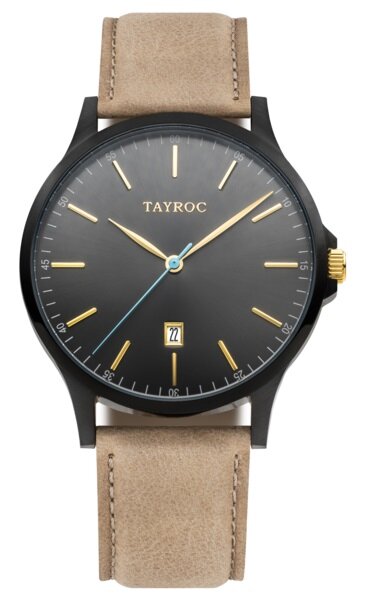 Tayroc TXM099 Classic Horlogewatch.nl Sand Black leather band