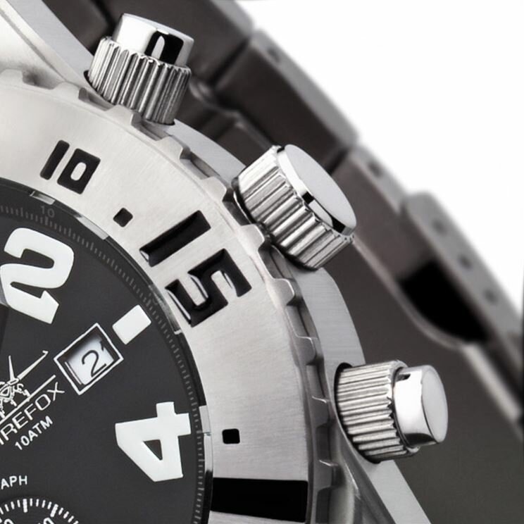 Firefox Heavy Anvil FFS115-B steel zwart chronograaf Horlogewatch.nl