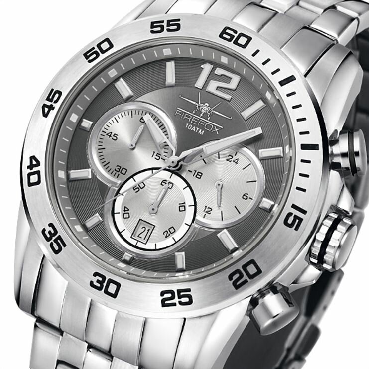 Firefox Hound Dog FFS210-104 titanium grijs steel chronograaf Horlogewatch.nl