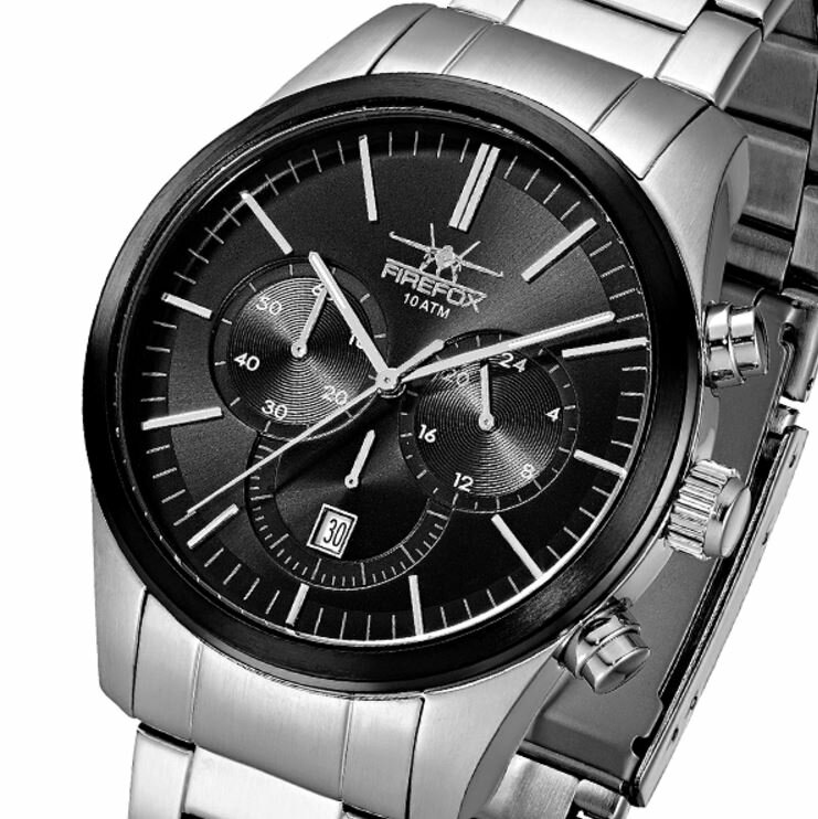 Firefox Sunray FFS270-102 black steel chronograaf Horlogewatch.nl