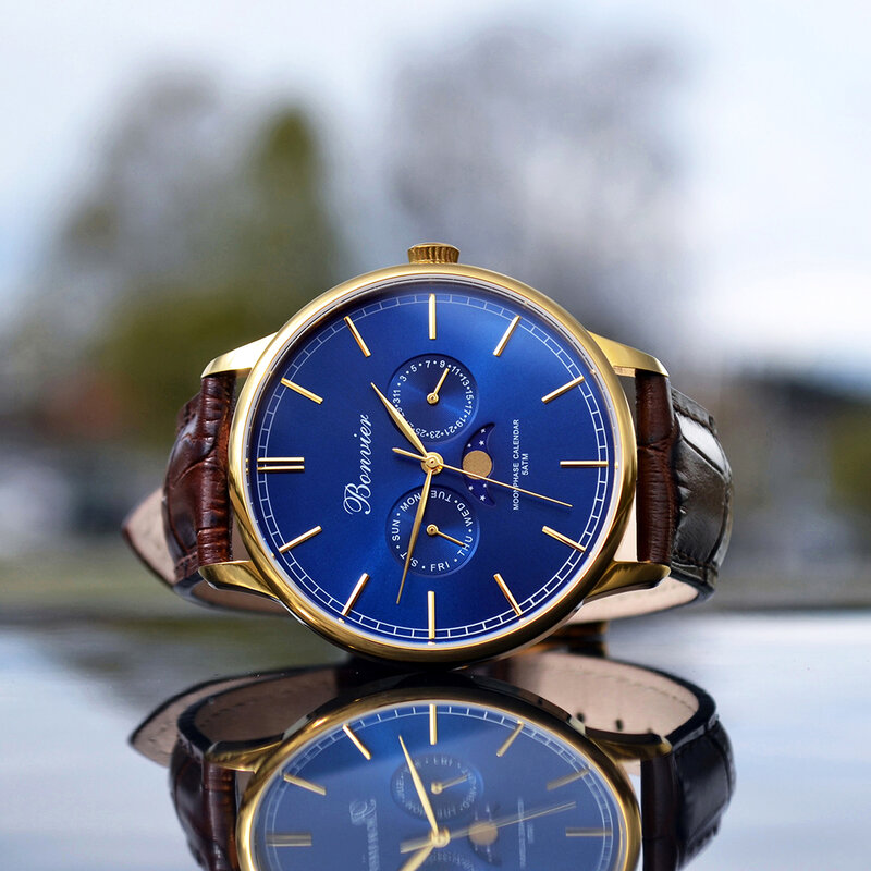 Bonvier Cavour Blue Gold BW031 maanfase Horlogewatch.nl