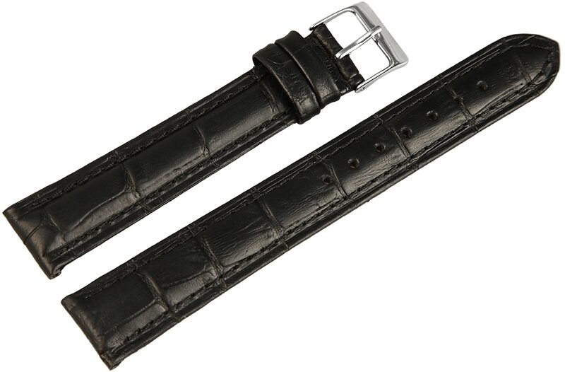 Horlogeband Zwart / Zilver 18 mm Croco Horlogewatch.nl