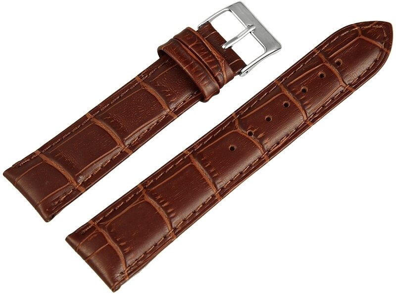 Horlogeband Bruin / Zilver 20 mm Croco Horlogewatch.nl