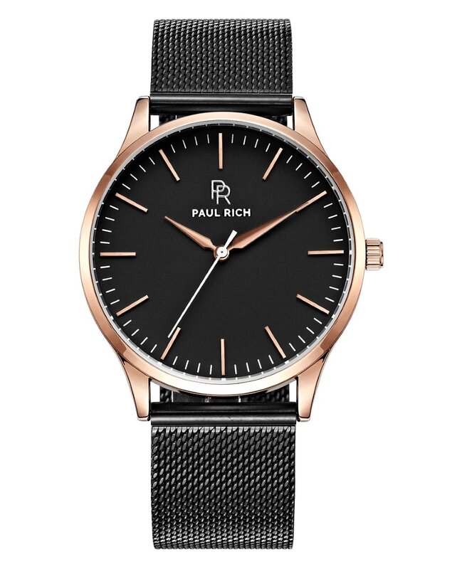 Paul Rich Hampton Rose Gold Black Mesh Horlogewatch.nl