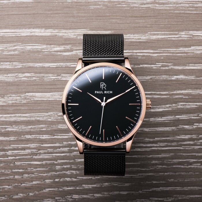 Paul Rich Hampton Rose Gold Black Mesh Horlogewatch.nl