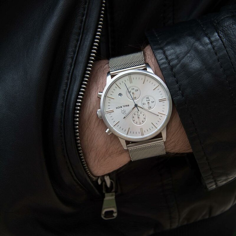 Paul Rich Sterling Mesh Chrono Silver Horlogewatch.nl