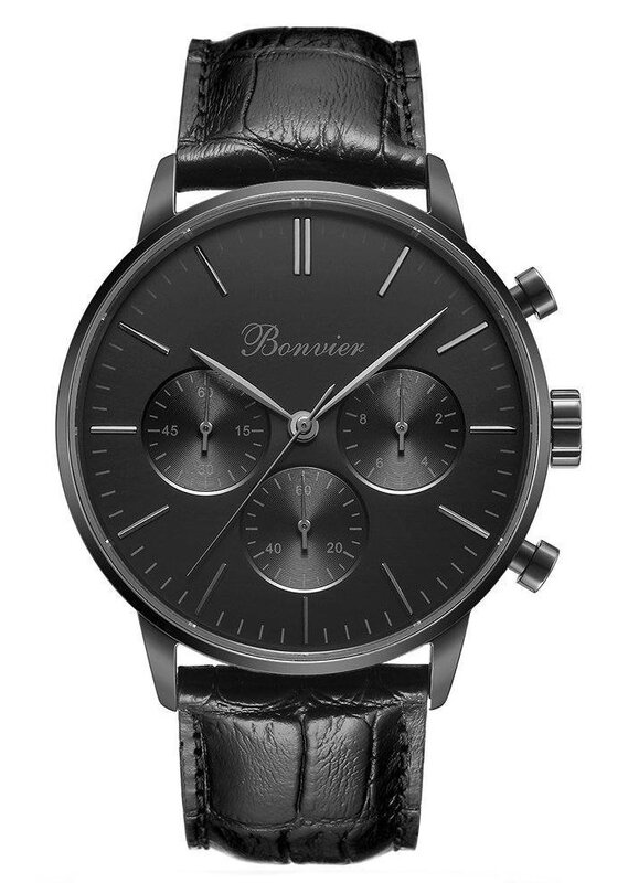 Bonvier Monza Black Chronograaf 43 mm Horlogewatch.nl