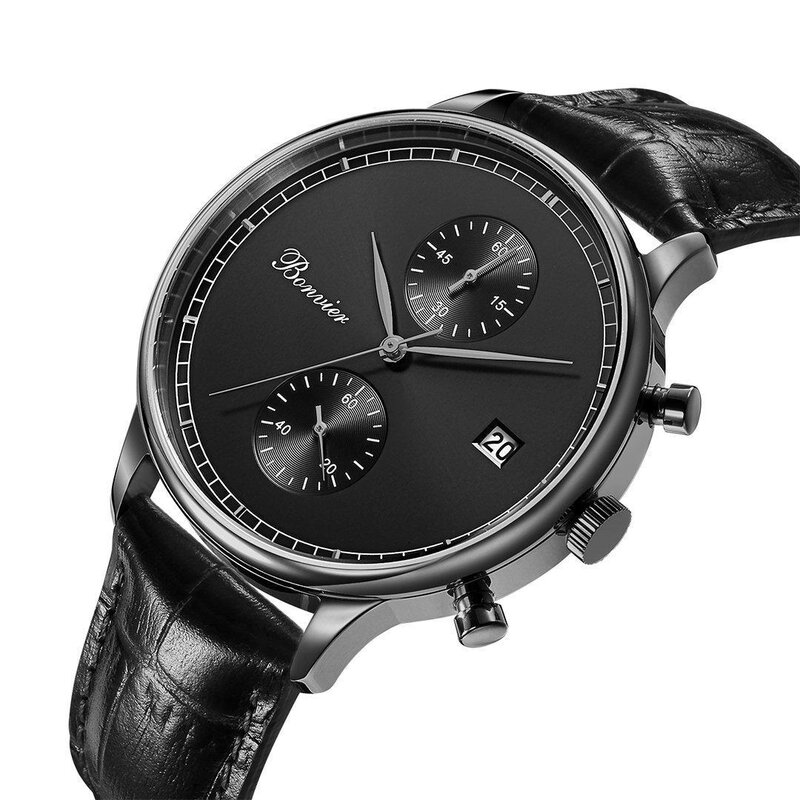 Bonvier Lugano Black Chronograaf Horlogewatch.nl