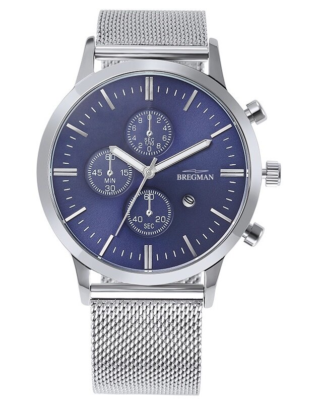 Bregman Monte Carlo BMC-052 Chrono Blue Silver Mesh Horlogewatch.nl