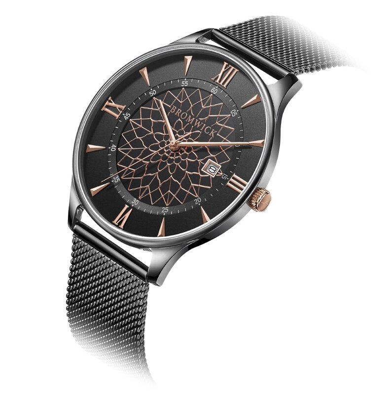 Bromwick Tower Rose Gold Black Mesh Horlogewatch.nl