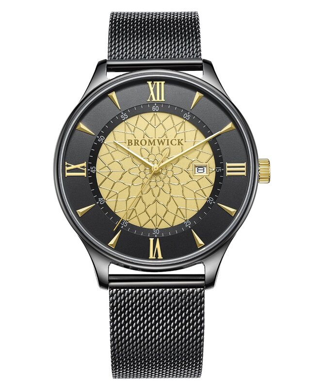 Bromwick Tower Gold Black Mesh Watch Horlogewatch.nl