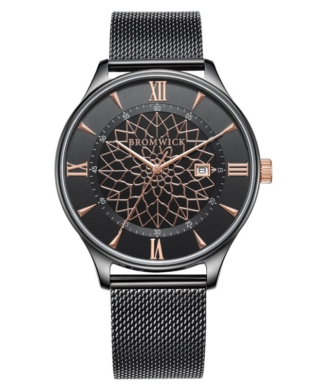 Bromwick Tower Rose Gold Black Mesh Horlogewatch.nl