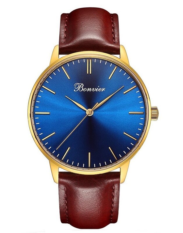 Bonvier Classic Blue Gold 40mm Horlogewatch.nl