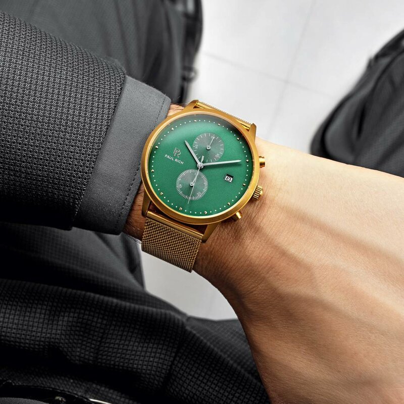 Paul Rich Aurora Cosmic Green Gold Mesh Horlogewatch.nl