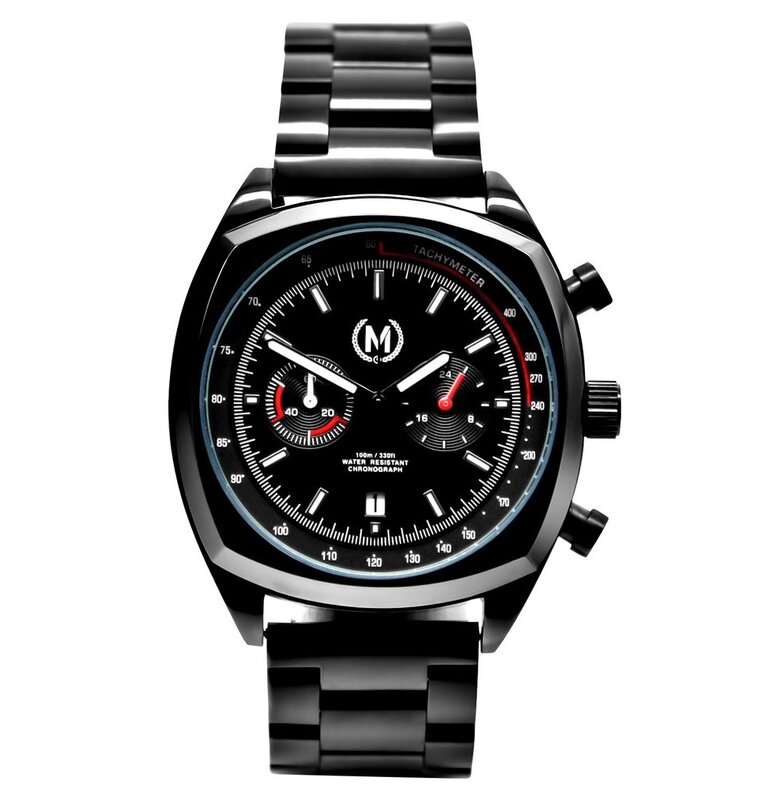 Marchand Black Driver Chrono Metal Strap Horlogewatch.nl