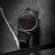 Tayroc Meridian Chrono Black Red Steel 42mm Horlogewatch.nl