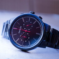 Tayroc Meridian Chrono Black Red Steel 42mm Horlogewatch.nl