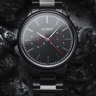 Tayroc Meridian Chrono Black Red Steel 42mm Horlogewatch.nl